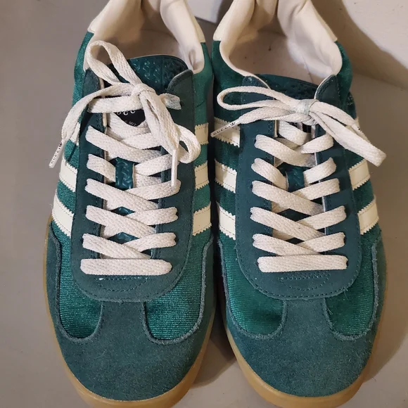 Gucci × Adidas Gazelle Green and White Men's Shoes Size 9.5 - Picture 2 of 9